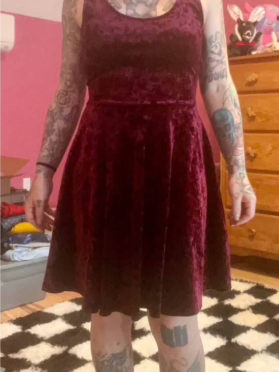 Lush Dresses & Skirts - Lush Velvet Mini Dress - Deep Burgundy